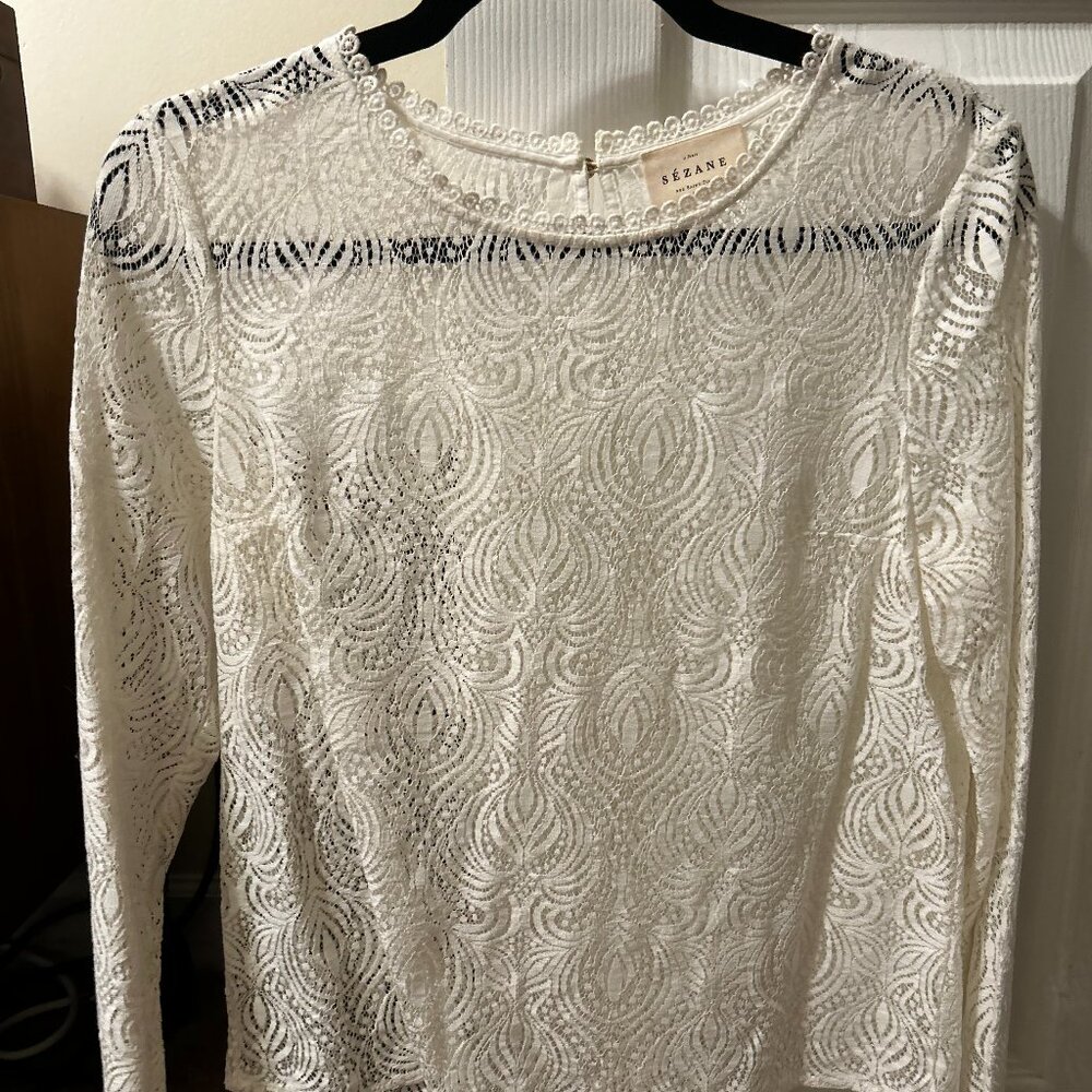 Sezane ecru lace blouse